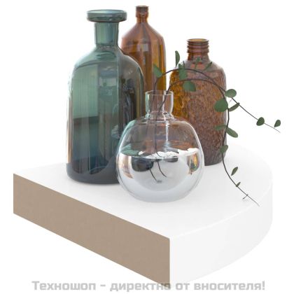 Плаващи ъглови рафтове, 4 бр., бяло, гланц, 25x25x3,8 см, MDF