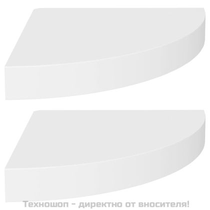 Окачени ъглови рафтове, 2 бр, бели, 25x25x3,8 см, МДФ