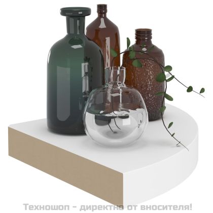 Окачени ъглови рафтове, 2 бр, бели, 25x25x3,8 см, МДФ