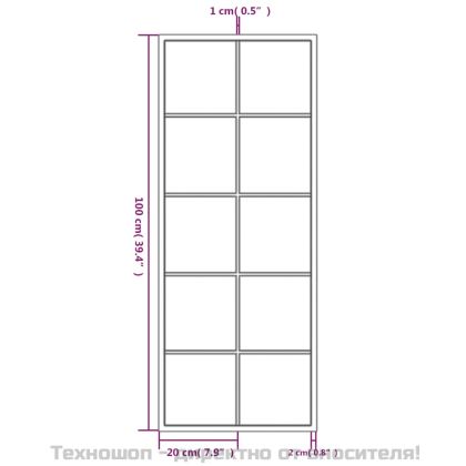 Огледало за стена, черно, 100х40 см, метал