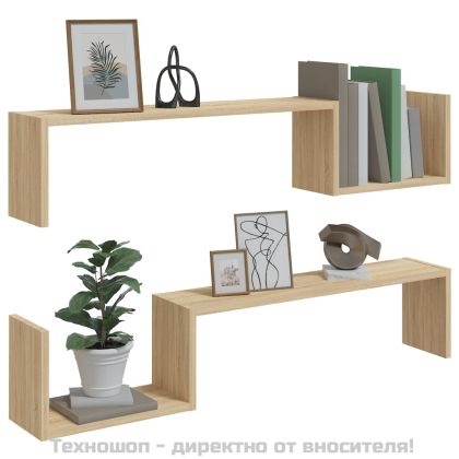 Стенни рафтове, 2 бр, дъб сонома, 100x15x20 см, инженерно дърво