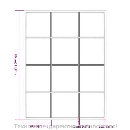 Огледало за стена, черно, 80x60 см, метал