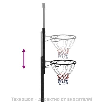 Баскетболна стойка, прозрачна, 256-361 см, поликарбонат