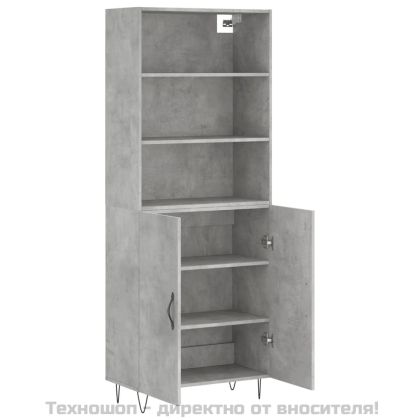 Висок шкаф, бетонно сив, 69,5x34x180 см, инженерно дърво