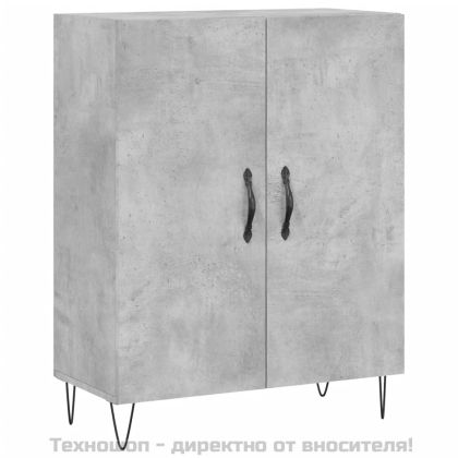Висок шкаф, бетонно сив, 69,5x34x180 см, инженерно дърво