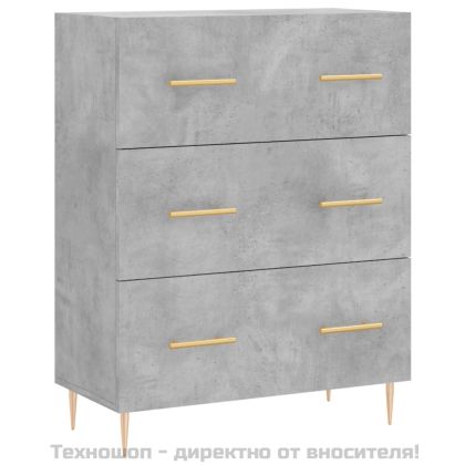 Висок шкаф, бетонно сив, 69,5x34x180 см, инженерно дърво