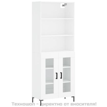 Висок шкаф, бял, 69,5x34x180 см, инженерно дърво