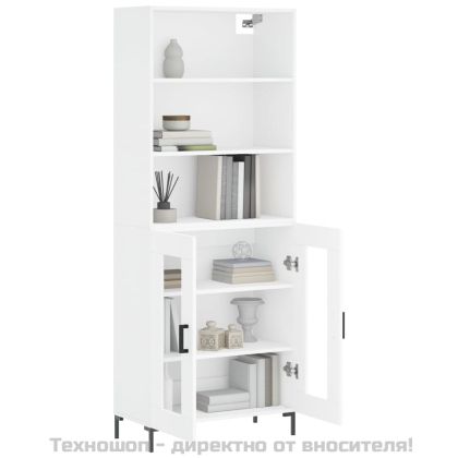 Висок шкаф, бял, 69,5x34x180 см, инженерно дърво