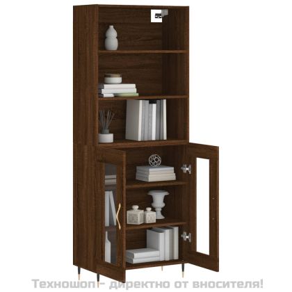 Висок шкаф, кафяв дъб, 69,5x34x180 см, инженерно дърво