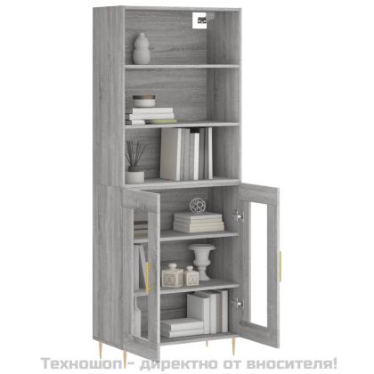 Висок шкаф, сив сонома, 69,5x34x180 см, инженерно дърво