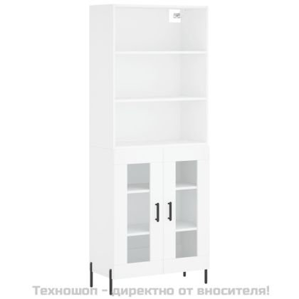 Висок шкаф, бял, 69,5x34x180 см, инженерно дърво