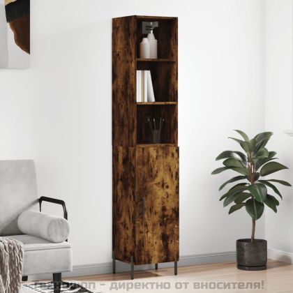 Висок шкаф, опушен дъб, 34,5x34x180 см, инженерно дърво