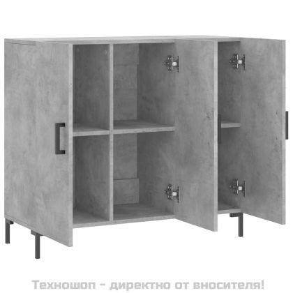 Сайдборд, бетонно сив, 90x34x80 см, инженерно дърво