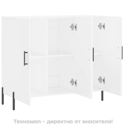 Сайдборд, бял, 90x34x80 см, инженерно дърво