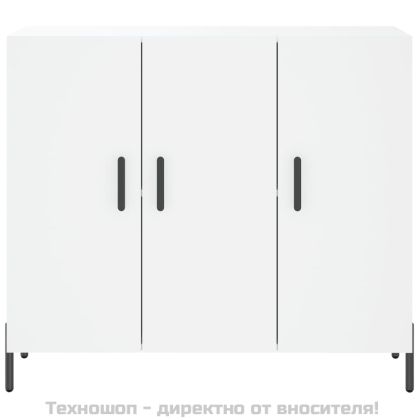 Сайдборд, бял, 90x34x80 см, инженерно дърво