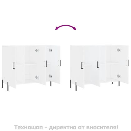 Сайдборд, бял, 90x34x80 см, инженерно дърво