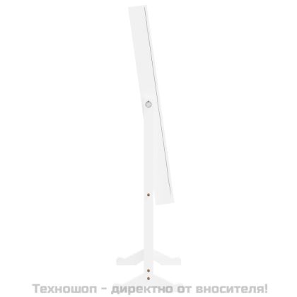 Огледален шкаф за бижута с LED осветление, свободностоящ, бял