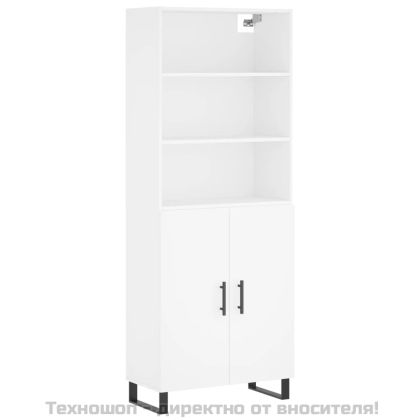 Висок шкаф, бял, 69,5x34x180 см, инженерно дърво