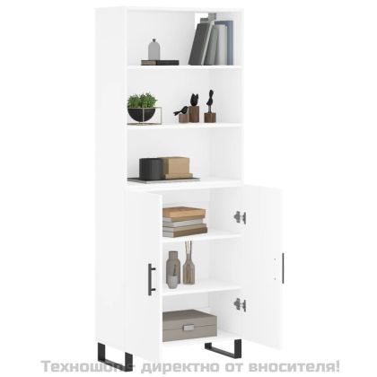 Висок шкаф, бял, 69,5x34x180 см, инженерно дърво