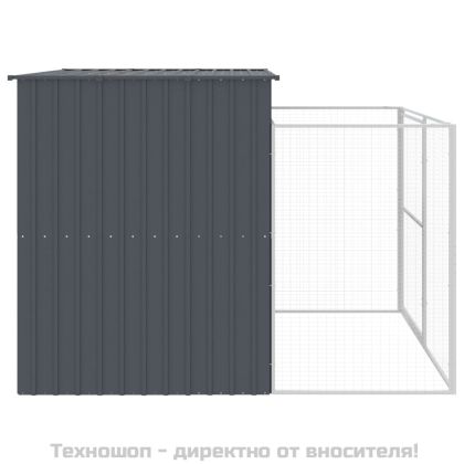 Кучешка къща с волиера, антрацит, 214x253x181 см, стомана