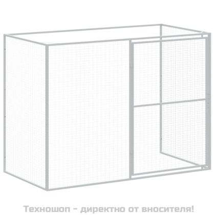 Кучешка къща с волиера, 214x457x181 см, поцинкована стомана