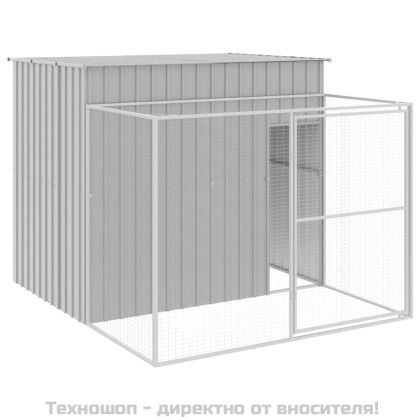 Кучешка къща с волиера, 214x253x181 см, поцинкована стомана
