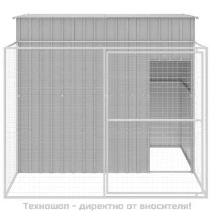 Кучешка къща с волиера, 214x253x181 см, поцинкована стомана