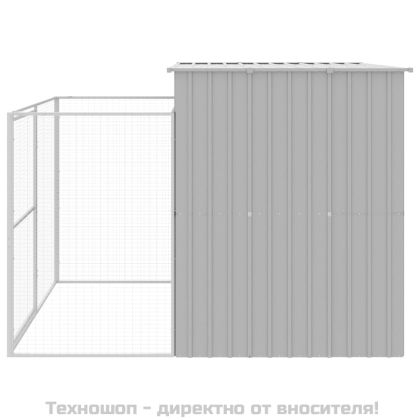Кучешка къща с волиера, 214x253x181 см, поцинкована стомана