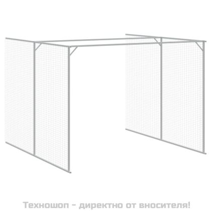 Кучешка къща с волиера, антрацит, 214x865x181 см, стомана