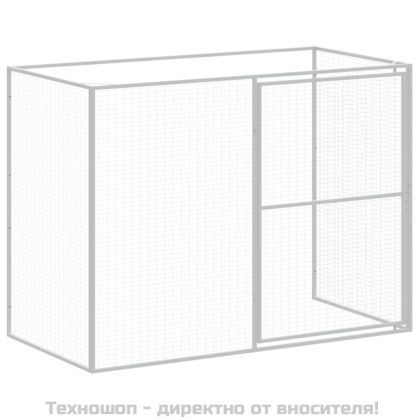Кучешка къща с волиера, антрацит, 214x865x181 см, стомана