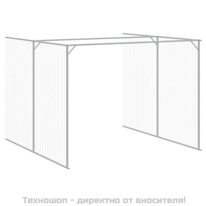 Кучешка къща с волиера, антрацит, 214x1069x181 см, стомана