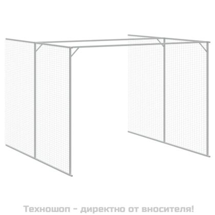 Кучешка къща с волиера, антрацит, 214x457x181 см, стомана