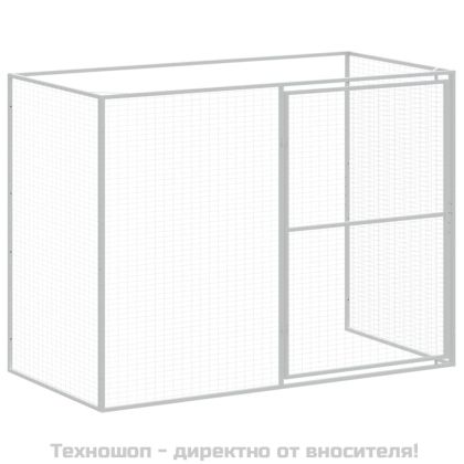 Кучешка къща с волиера, антрацит, 214x457x181 см, стомана
