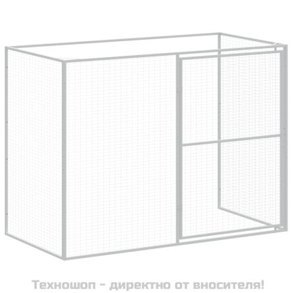 Кучешка къща с волиера, антрацит, 214x1273x181 см, стомана