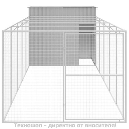 Кучешка къща с волиера, 214x661x181 см, поцинкована стомана