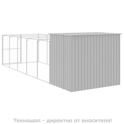 Кучешка къща с волиера, 214x661x181 см, поцинкована стомана