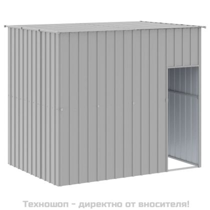 Кучешка къща с волиера, 214x661x181 см, поцинкована стомана