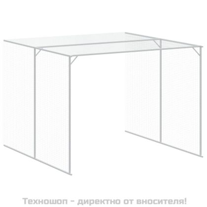 Кучешка къща с волиера, 214x661x181 см, поцинкована стомана