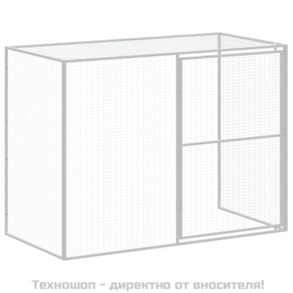 Кучешка къща с волиера, 214x661x181 см, поцинкована стомана