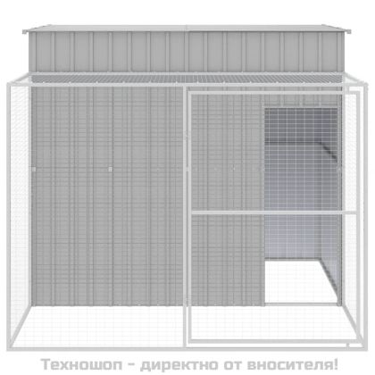 Кучешка къща с волиера, 214x253x181 см, поцинкована стомана