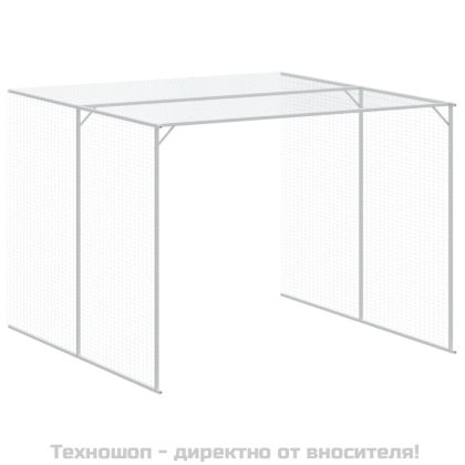 Кучешка къща с волиера, 214x457x181 см, поцинкована стомана