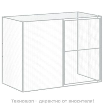 Кучешка къща с волиера, 214x457x181 см, поцинкована стомана
