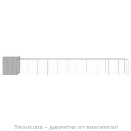 Кучешка къща с волиера, 214x1273x181 см, поцинкована стомана