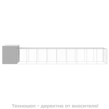 Кучешка къща с волиера, 214x1069x181 см, поцинкована стомана