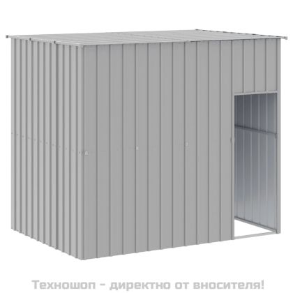Кучешка къща с волиера, 214x1069x181 см, поцинкована стомана