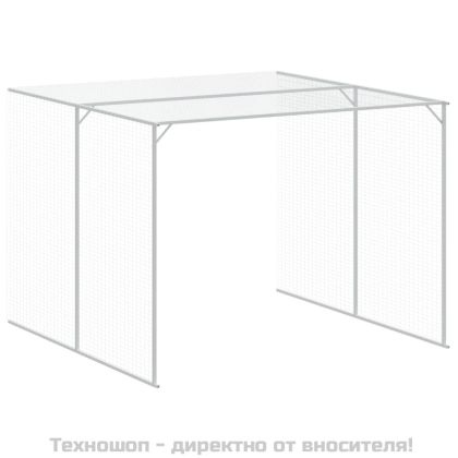 Кучешка къща с волиера, 214x865x181 см, поцинкована стомана