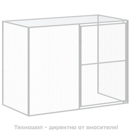 Кучешка къща с волиера, 214x865x181 см, поцинкована стомана