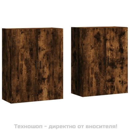 Стенни шкафове, 2 бр, опушен дъб, 69,5x34x90 см