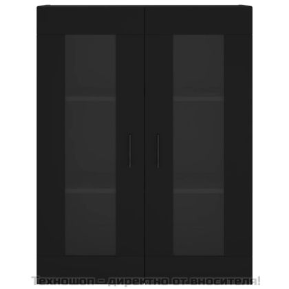 Стенни шкафове, 2 бр, черни, инженерно дърво