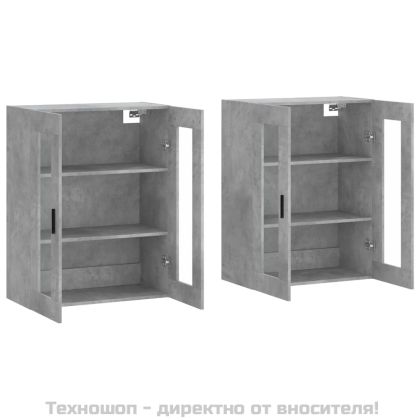 Стенни шкафове, 2 бр, бетонно сиви, инженерно дърво